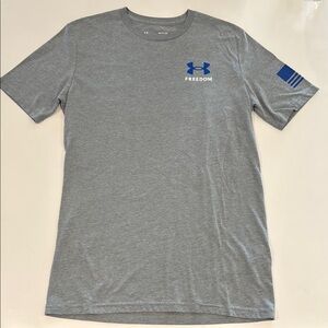 Men’s Under Armour Freedom Banner Gray T-Shirt American Flag Graphic S